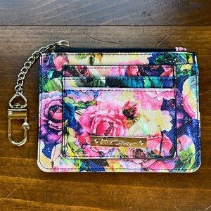 Betsey Johnson Floral Vegan Leather Wallet with Keychain